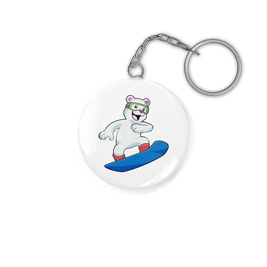 Polar bear as Snowboarder with Snowboard Anahtarlık