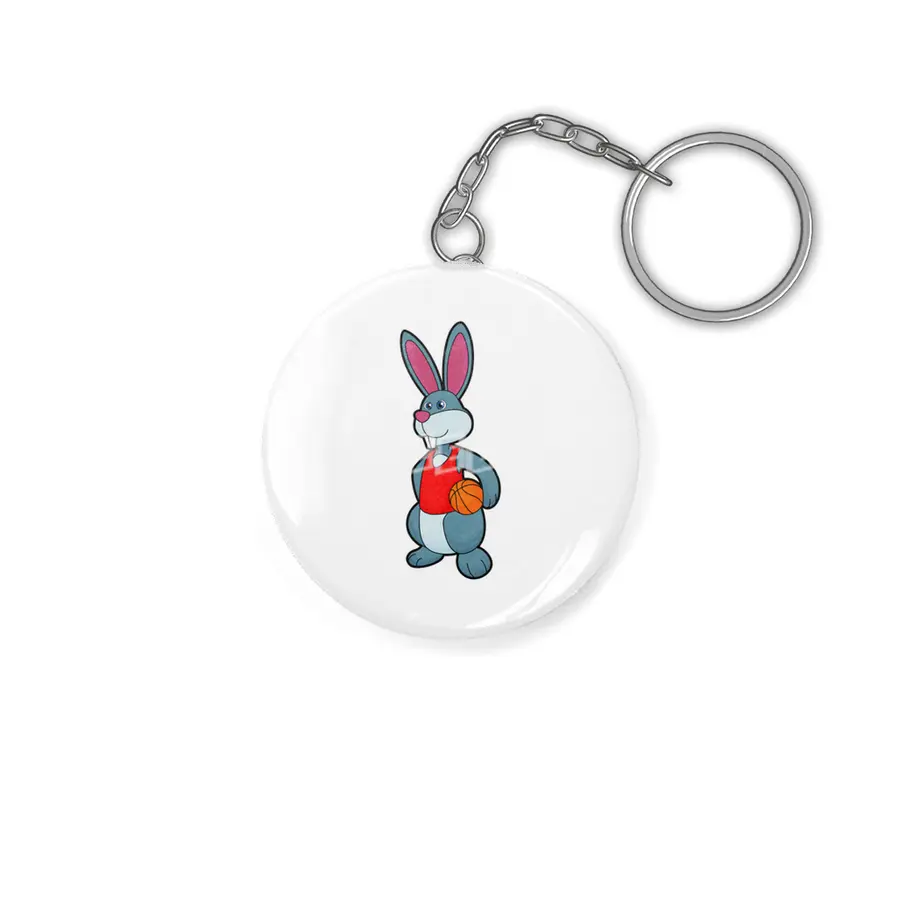 Rabbit as Basketball player with Basketball Anahtarlık