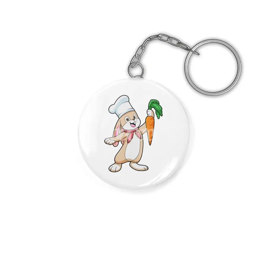 Rabbit as Cook with Carrot Anahtarlık