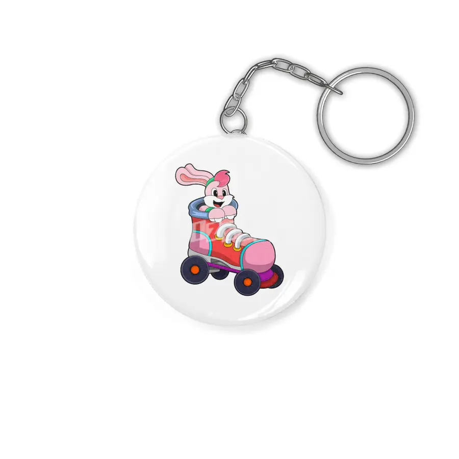 Rabbit as Inline Skater with Inline Skates Anahtarlık