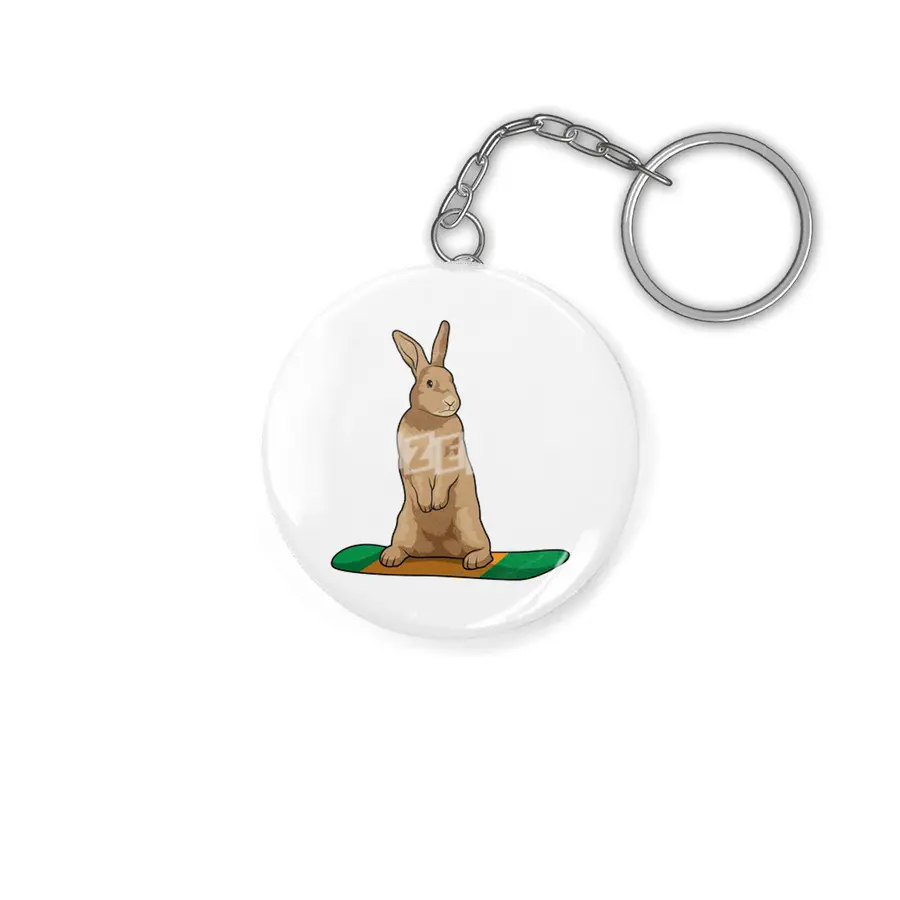 Rabbit as Snowboarder with Snowboard Anahtarlık