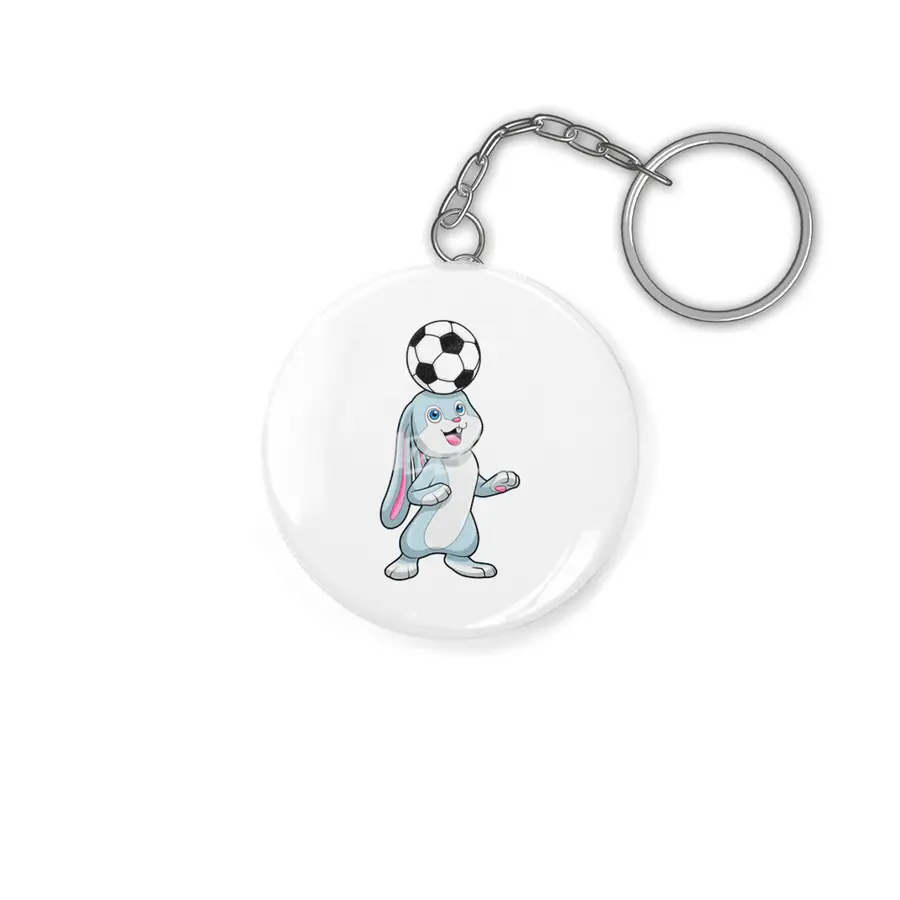 Rabbit as Soccer player with Soccer ball Anahtarlık