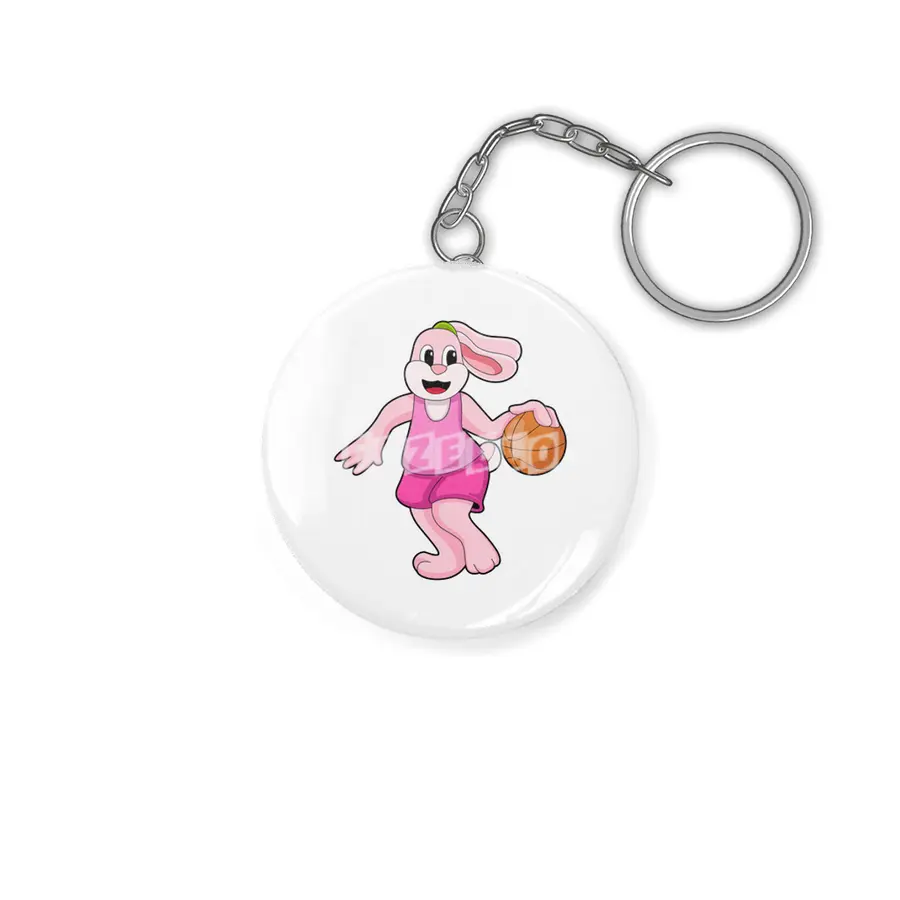 Rabbit at Basketball Sports Anahtarlık