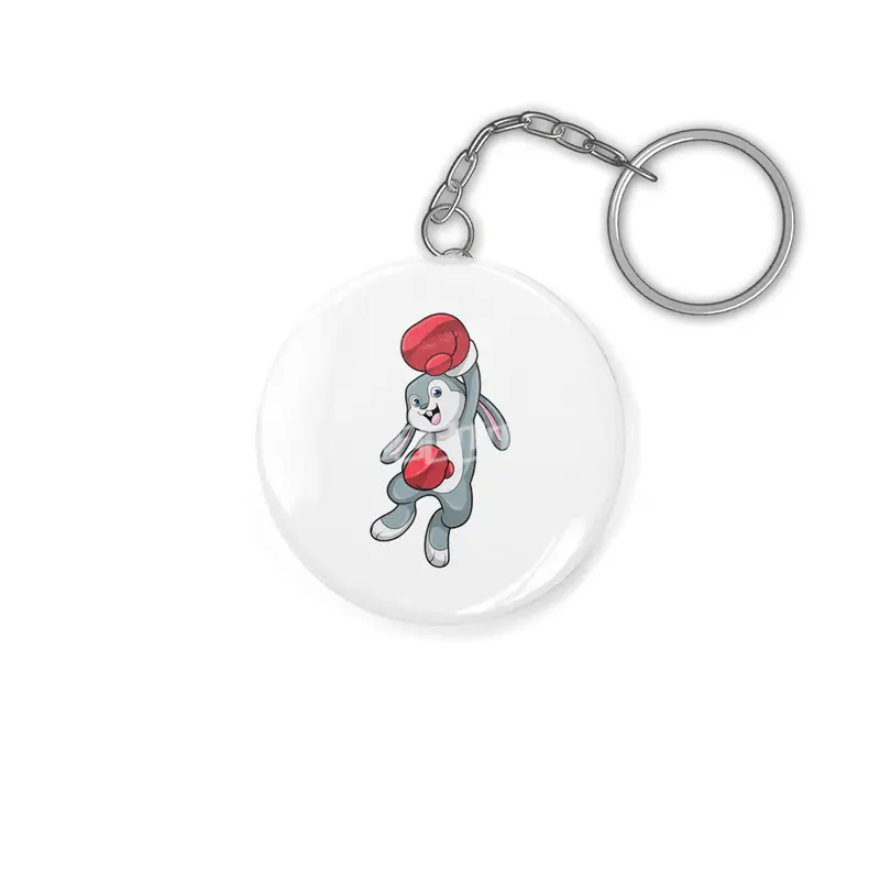 Rabbit at Boxing with Boxing gloves Anahtarlık
