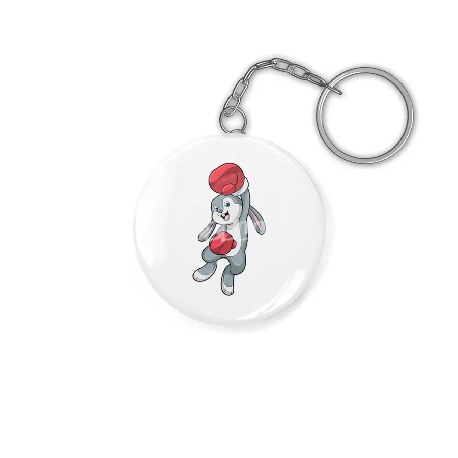 Rabbit at Boxing with Boxing gloves Anahtarlık