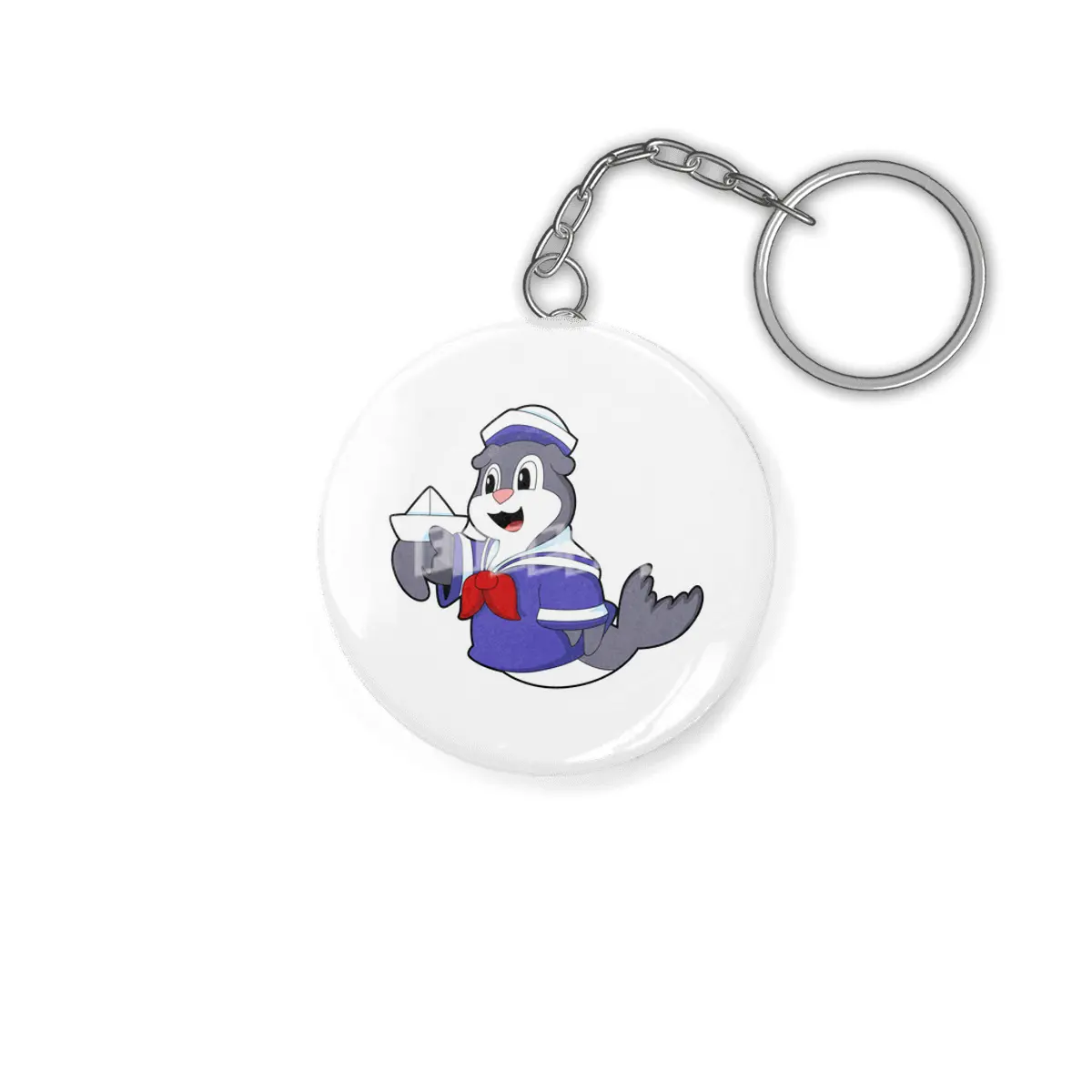 Seal as Sailor with Boat Anahtarlık