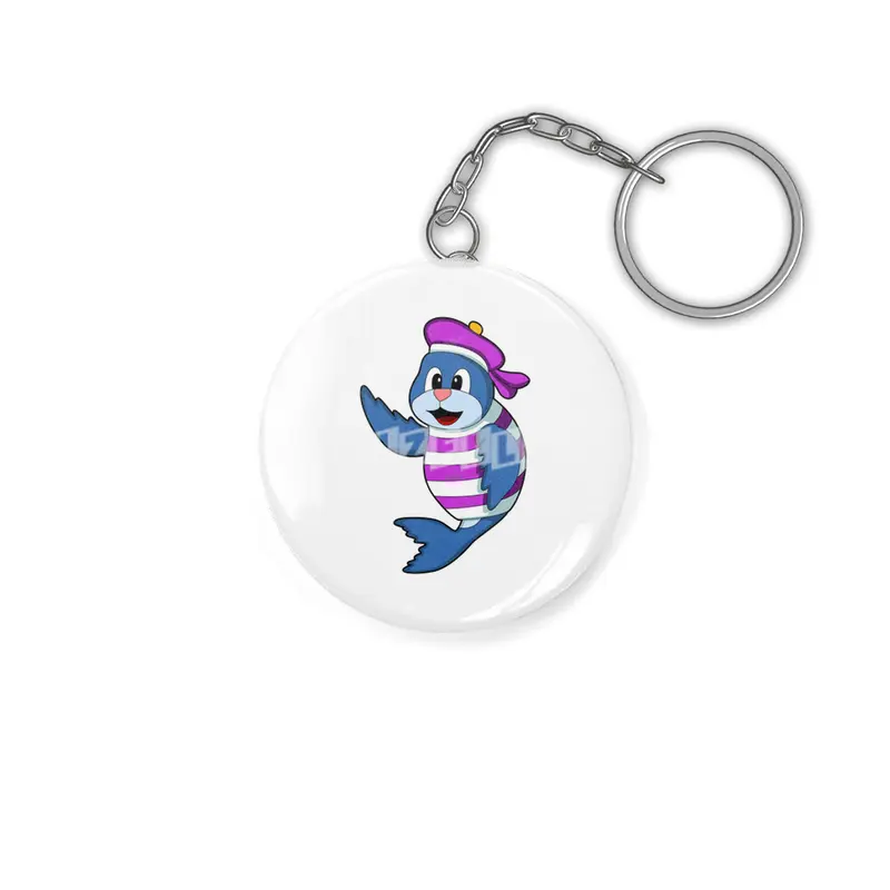 Seal as Sailor with Hat Anahtarlık