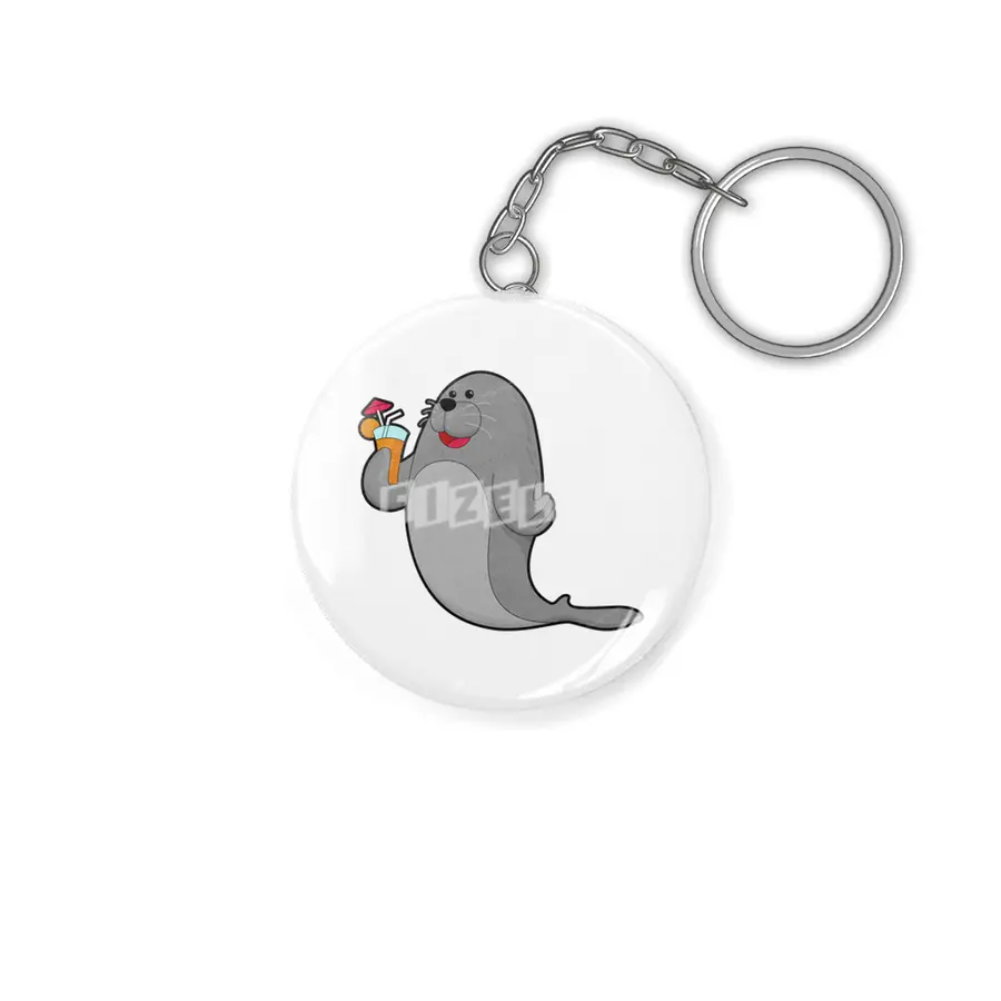 Seal at Drinking with Juice Anahtarlık