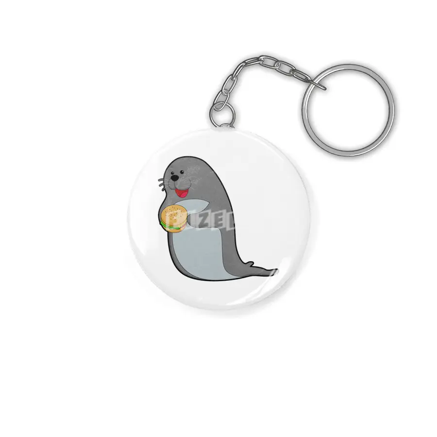 Seal at Eating with Burger Anahtarlık