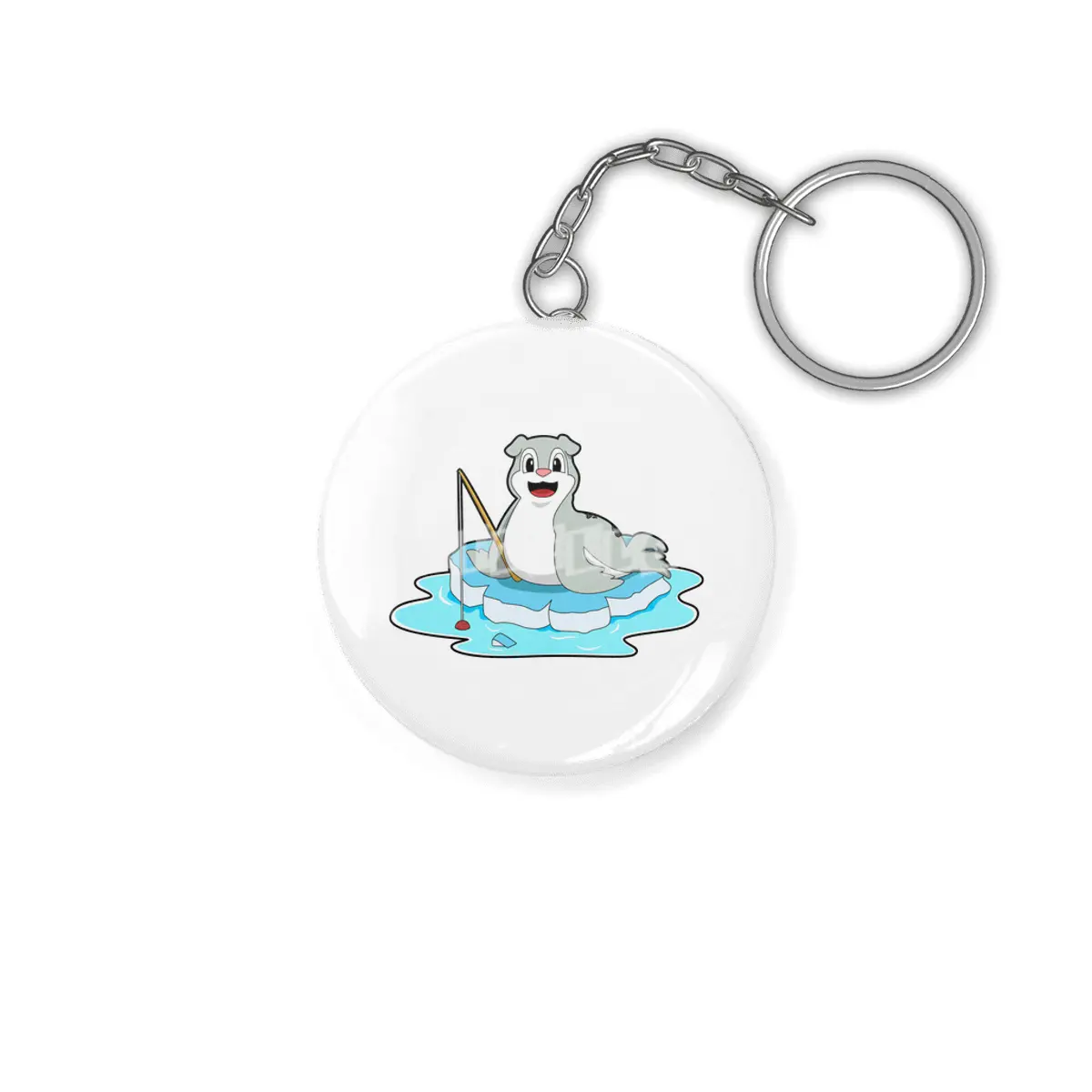 Seal at Fishing with Fishing rod Anahtarlık