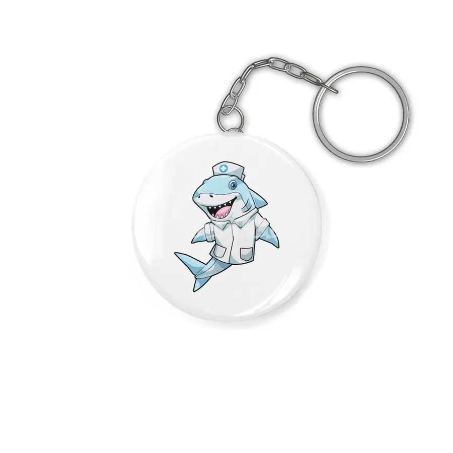 Shark as Nurse with Coat Anahtarlık
