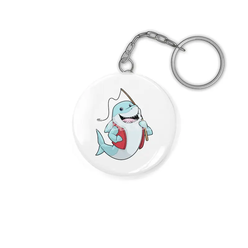 Shark at Fishing with Fishing rod Anahtarlık
