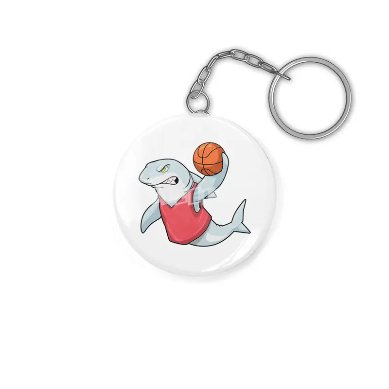 Shark at Sports with Basketball Anahtarlık