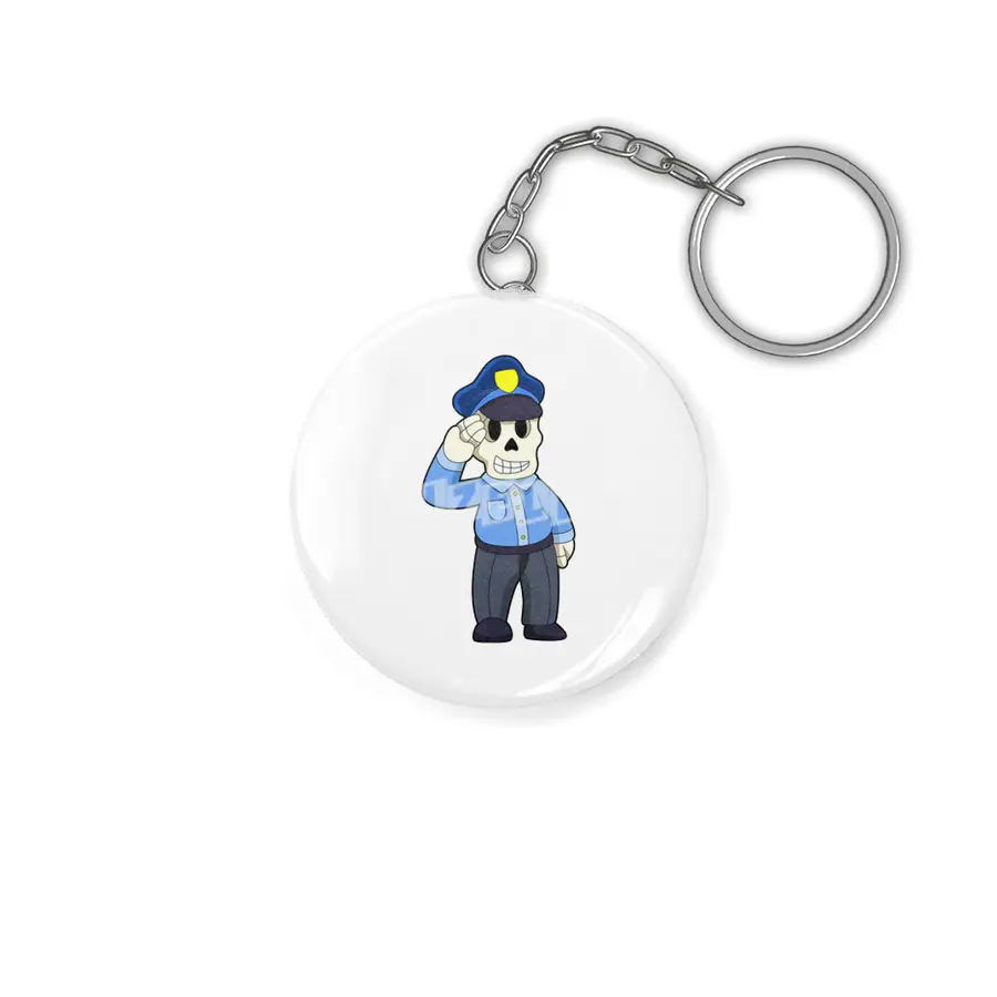 Skeleton as Police officer with Police hat Anahtarlık