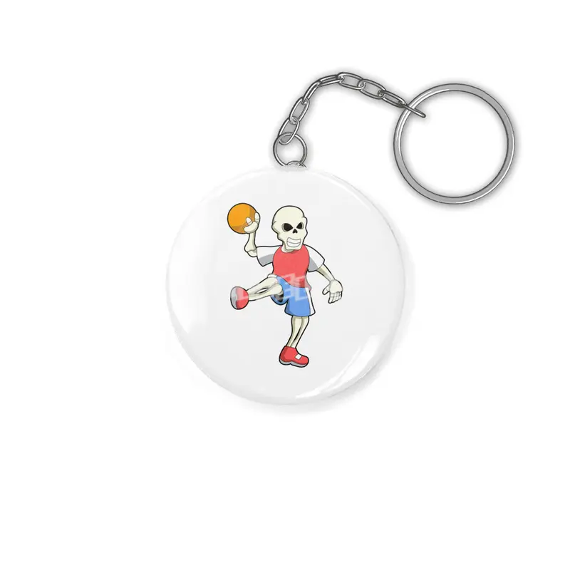 Skeleton at Handball player with Handball Anahtarlık