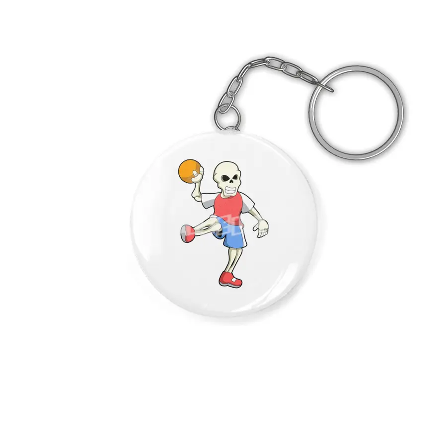 Skeleton at Handball player with Handball Anahtarlık