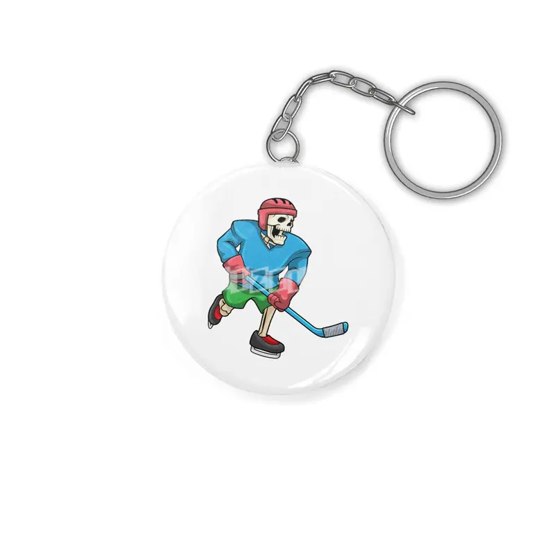 Skeleton at Ice hockey with Ice hockey stick Anahtarlık
