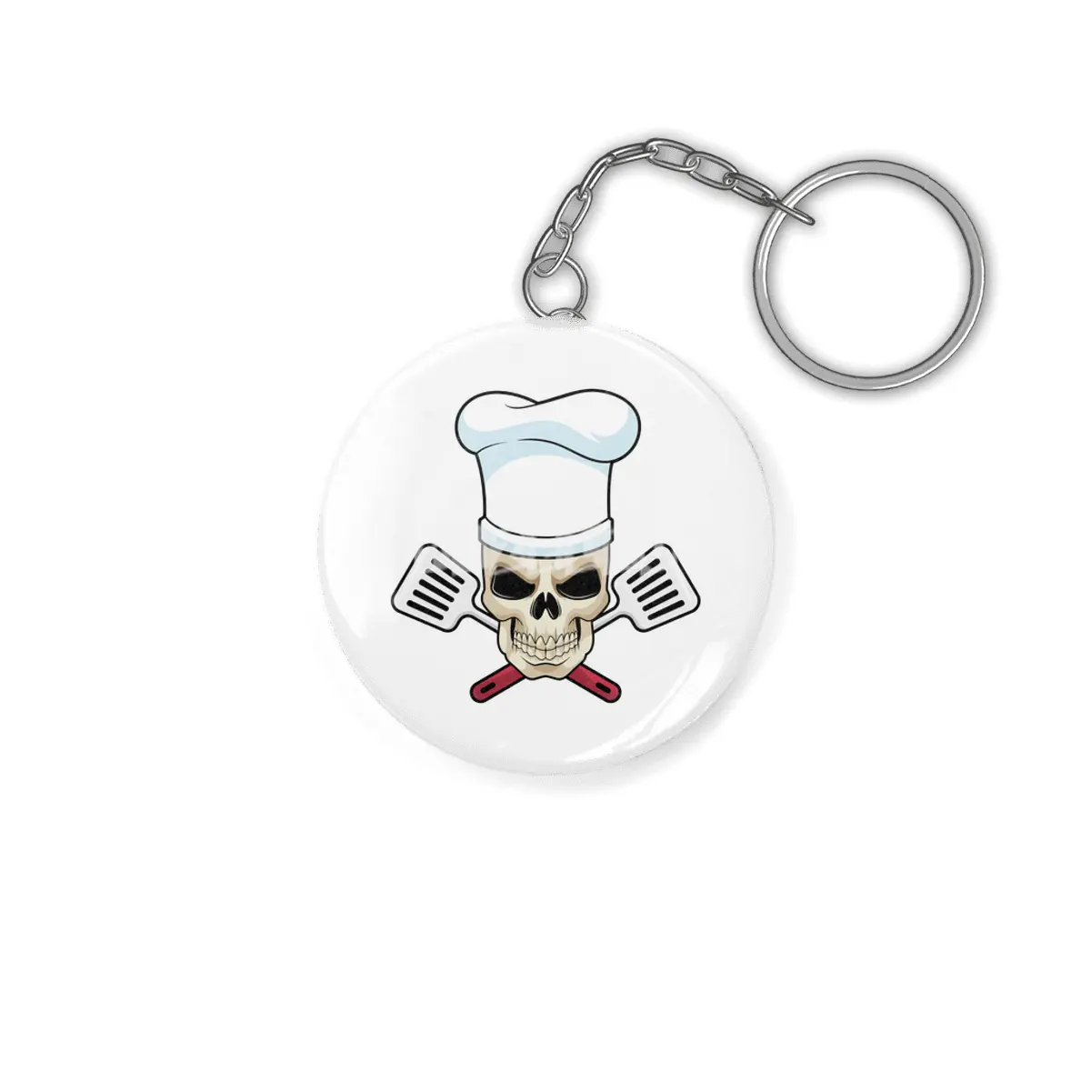 Skull as Cook with Cooking hat Anahtarlık