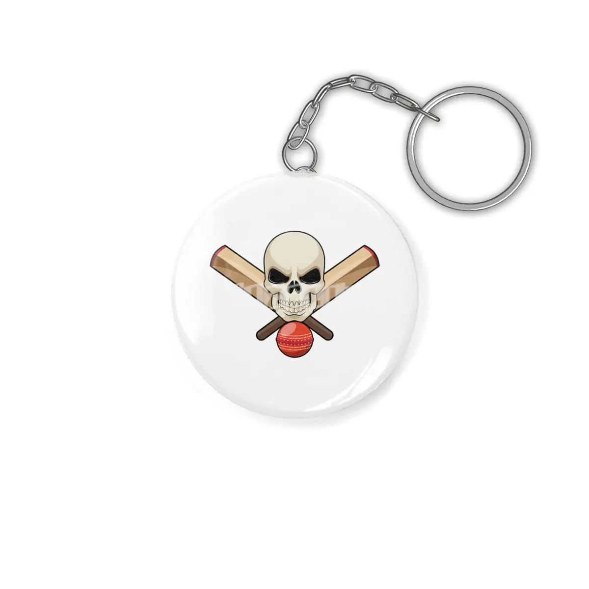 Skull at Cricket with Cricket bat Anahtarlık