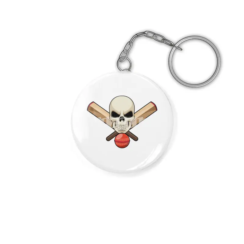 Skull at Cricket with Cricket bat Anahtarlık