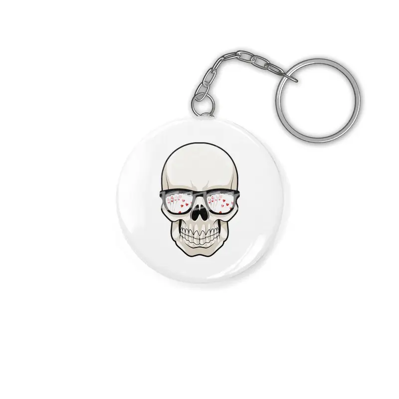 Skull at Poker with Sunglasses Anahtarlık