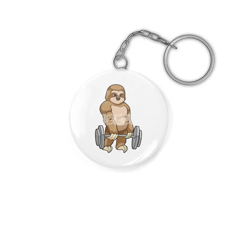 Sloth at Bodybuilding with Barbell Anahtarlık