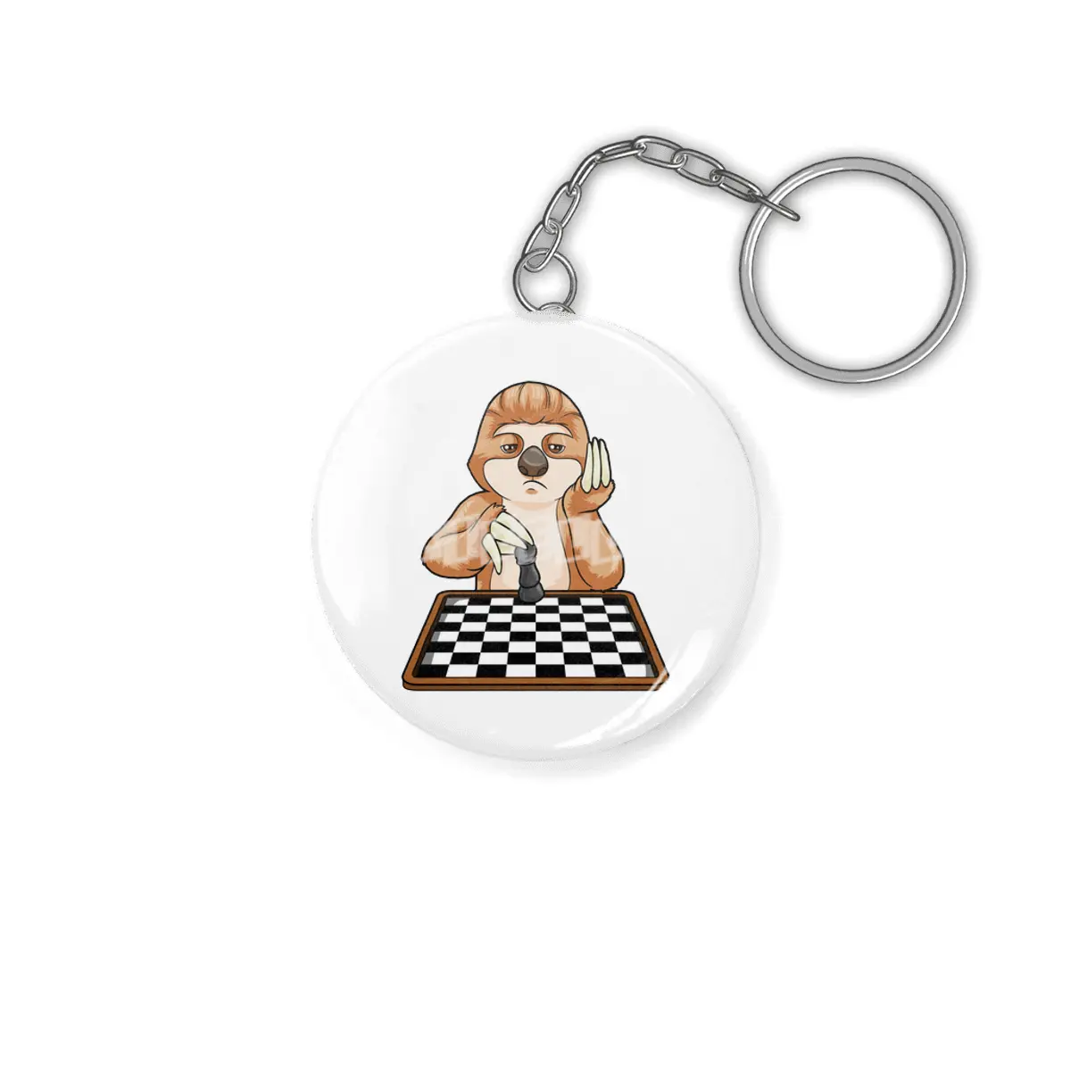 Sloth at Chess with Chess board Anahtarlık