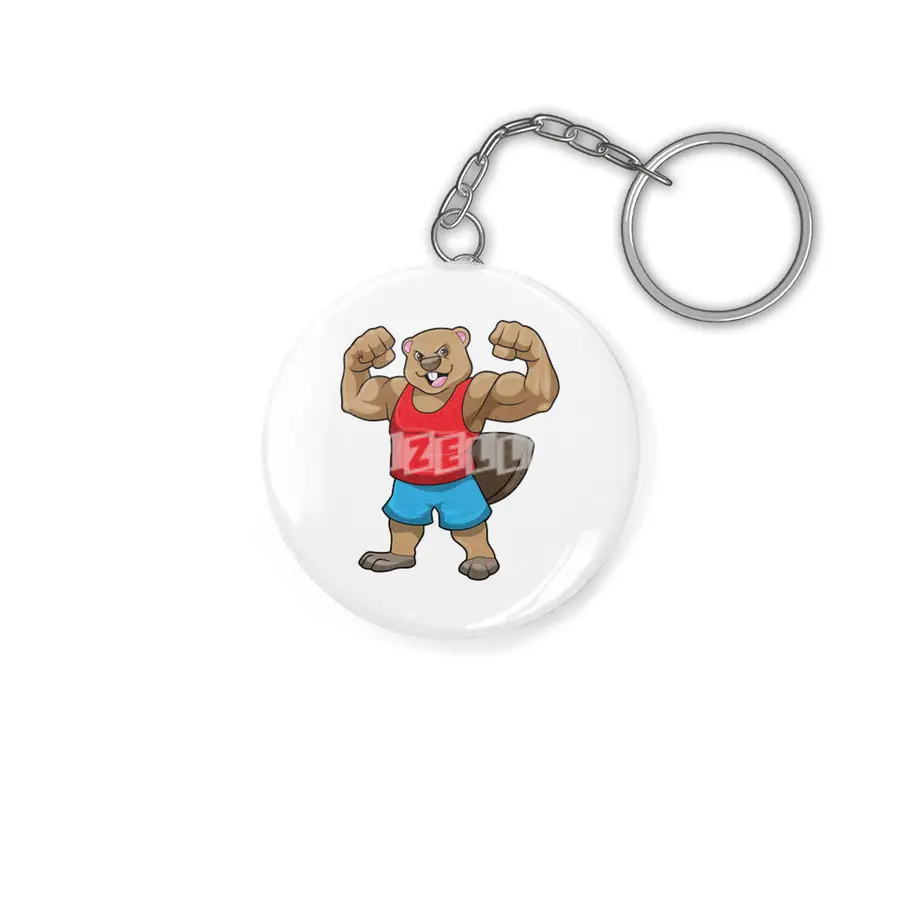 Beaver as Bodybuilder with big Upper arms Anahtarlık