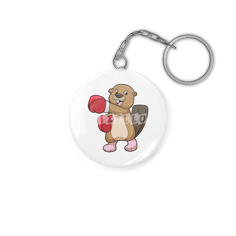 Beaver at Boxing with Boxing gloves Anahtarlık
