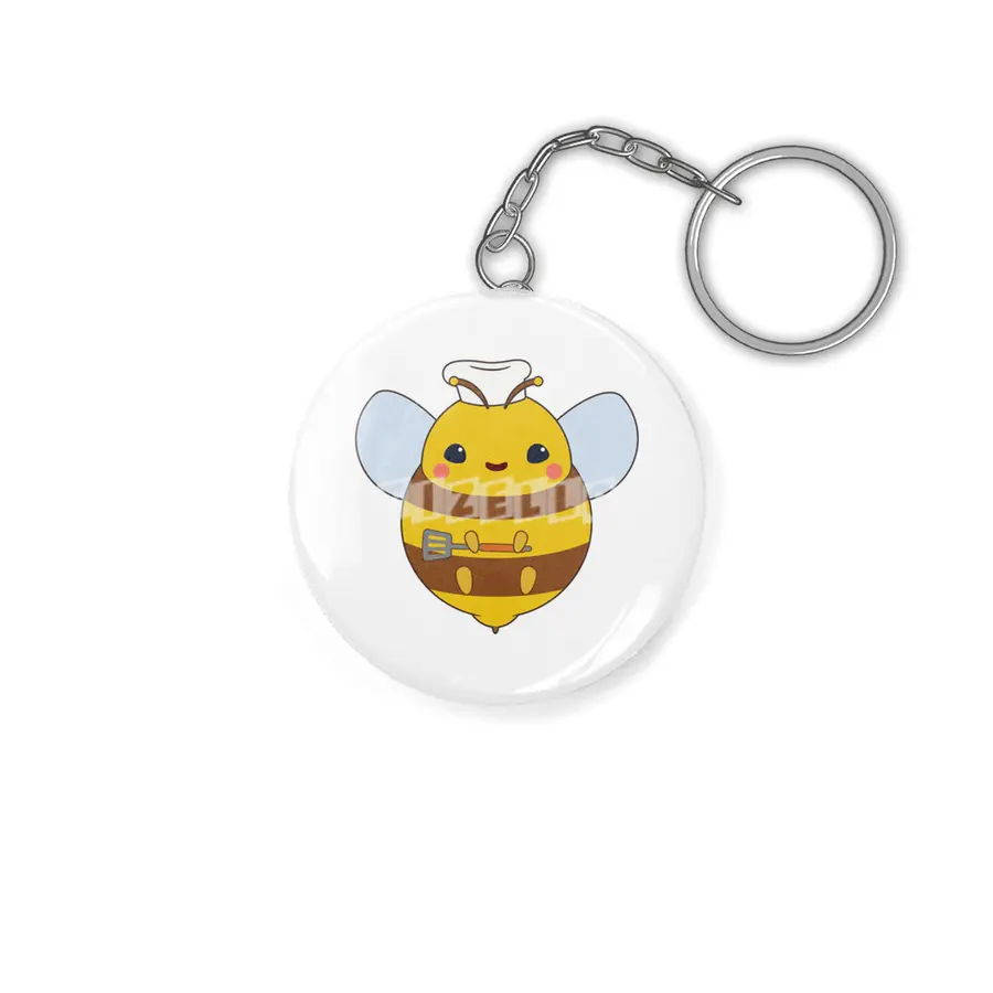 Bee as Cook with Chef's hat & Spatula Anahtarlık