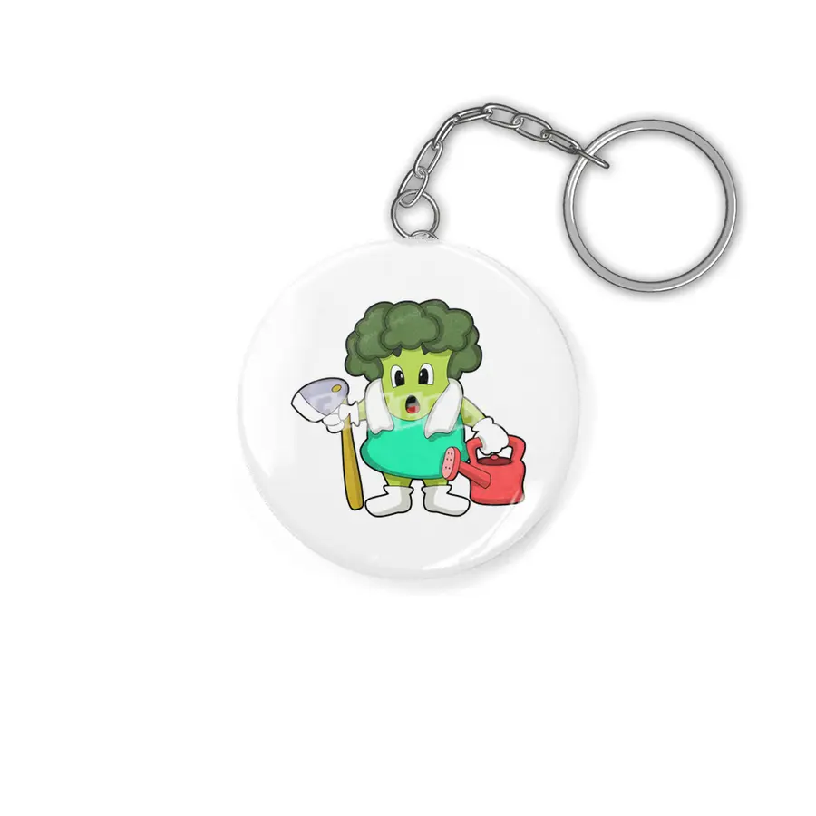 Broccoli as Farmer with Watering can Anahtarlık