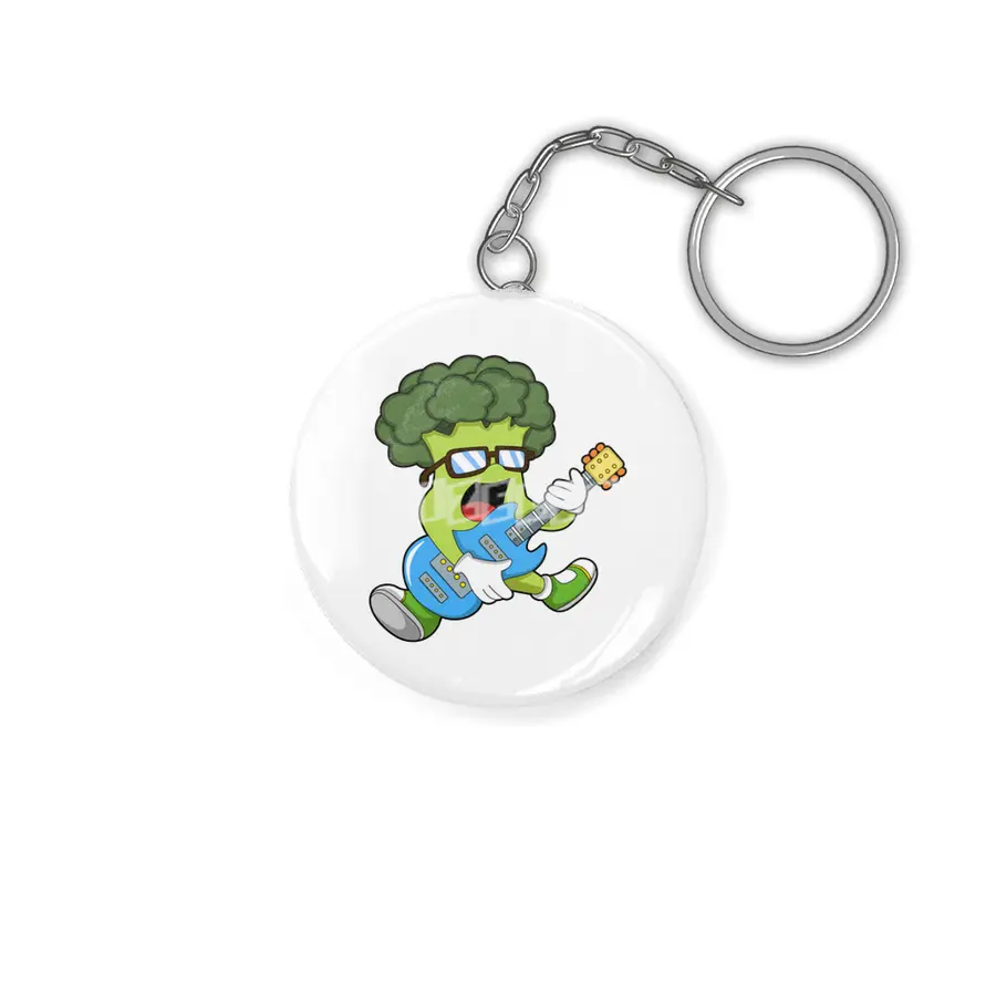Broccoli as Musician with Guitar Anahtarlık