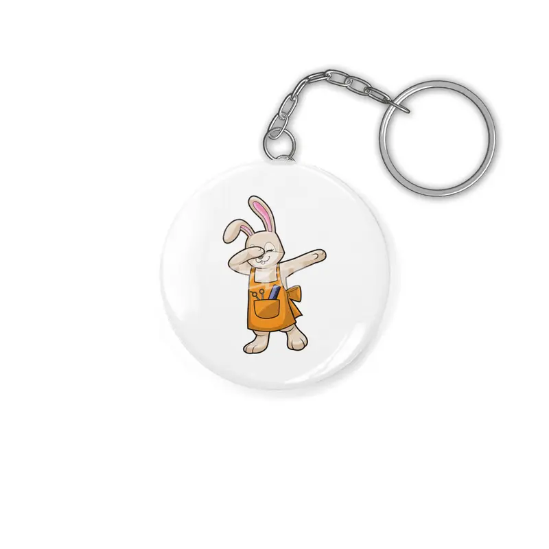 Bunny as Hairdresser with Comb & Scissors Anahtarlık