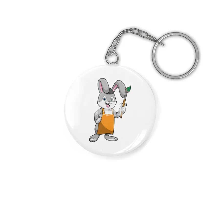 Bunny as Painter with Paint brush Anahtarlık
