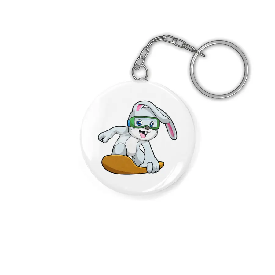 Bunny as Snowboarder with Snowboard Anahtarlık