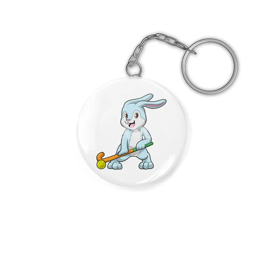 Bunny at Field hockey with Hockey stick Anahtarlık