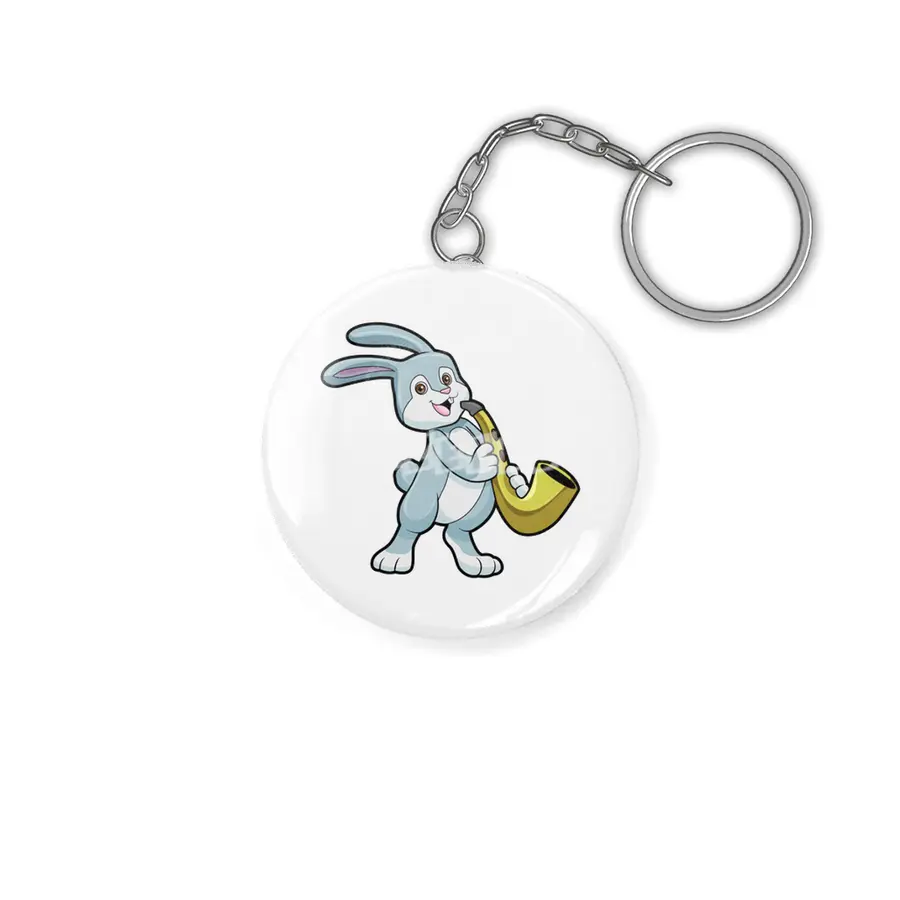 Bunny at Music with Saxophone Anahtarlık