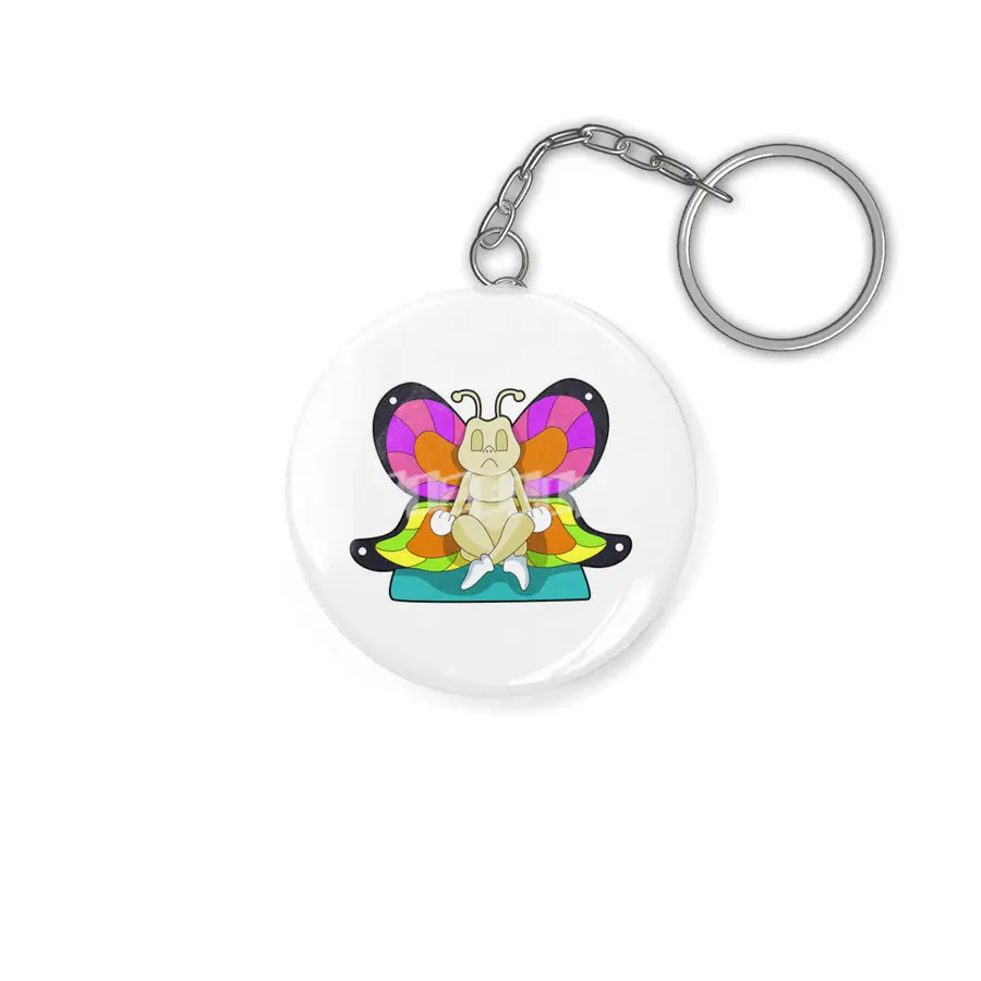 Butterfly at Yoga in Cross-legged Anahtarlık