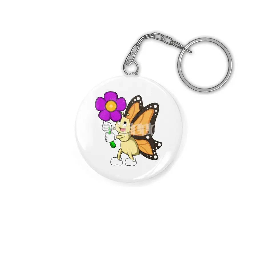 Butterfly with Flower Anahtarlık