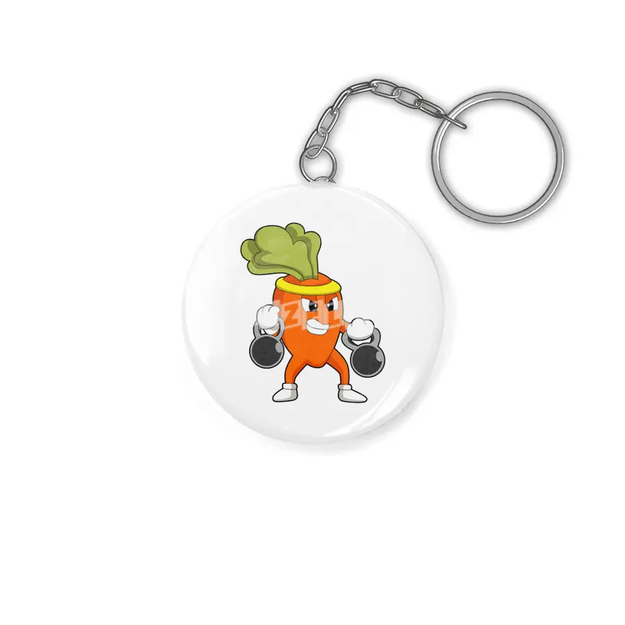 Carrot at Fitness with Dumbbells Anahtarlık