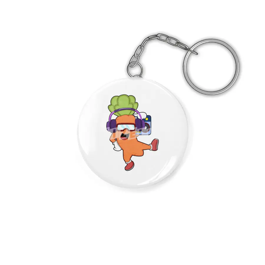 Carrot at Music with Headphone Anahtarlık