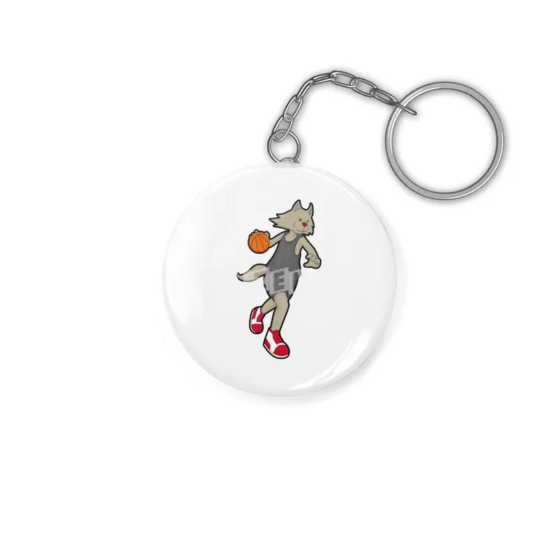 Cat as Basketball player with Basketball Anahtarlık