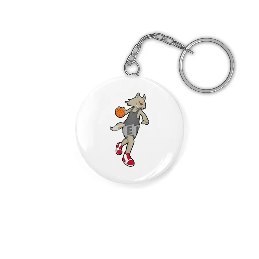 Cat as Basketball player with Basketball Anahtarlık