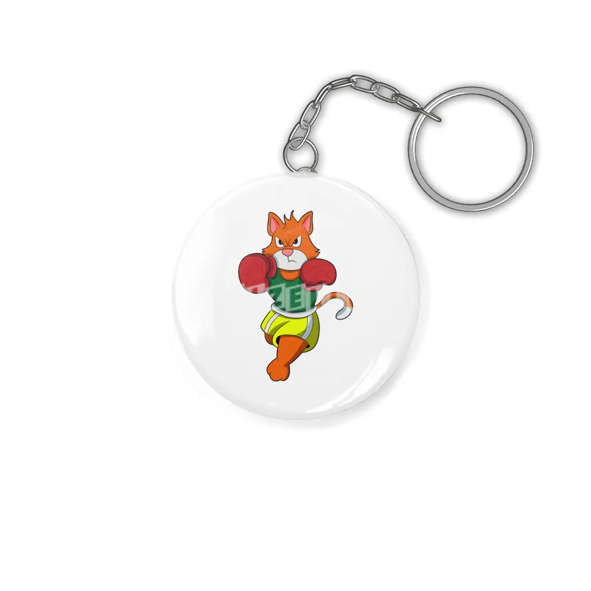 Cat as Boxer with Boxing gloves Anahtarlık
