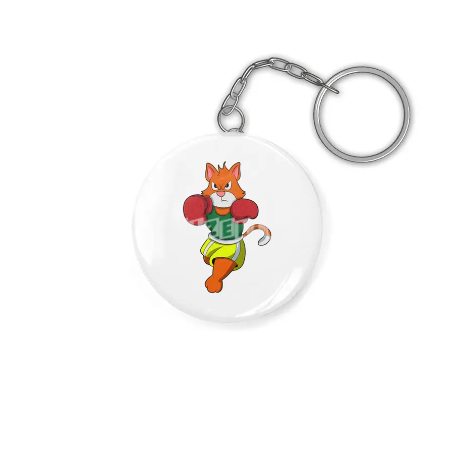 Cat as Boxer with Boxing gloves Anahtarlık