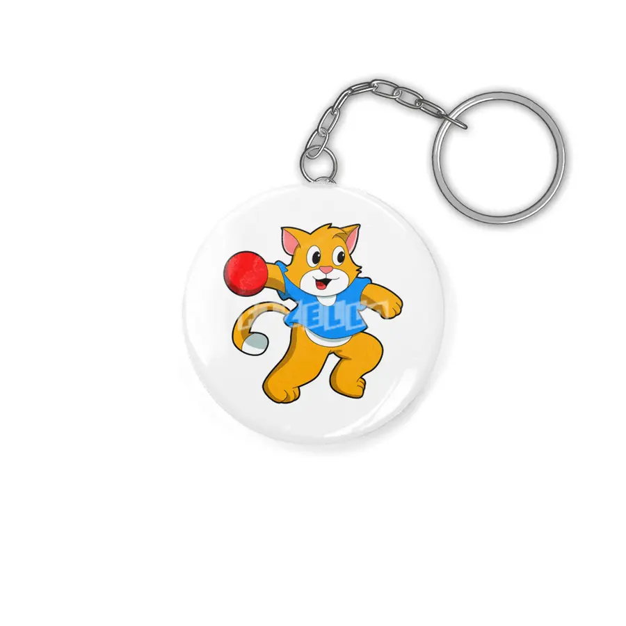 Cat as Handball player with handball Anahtarlık
