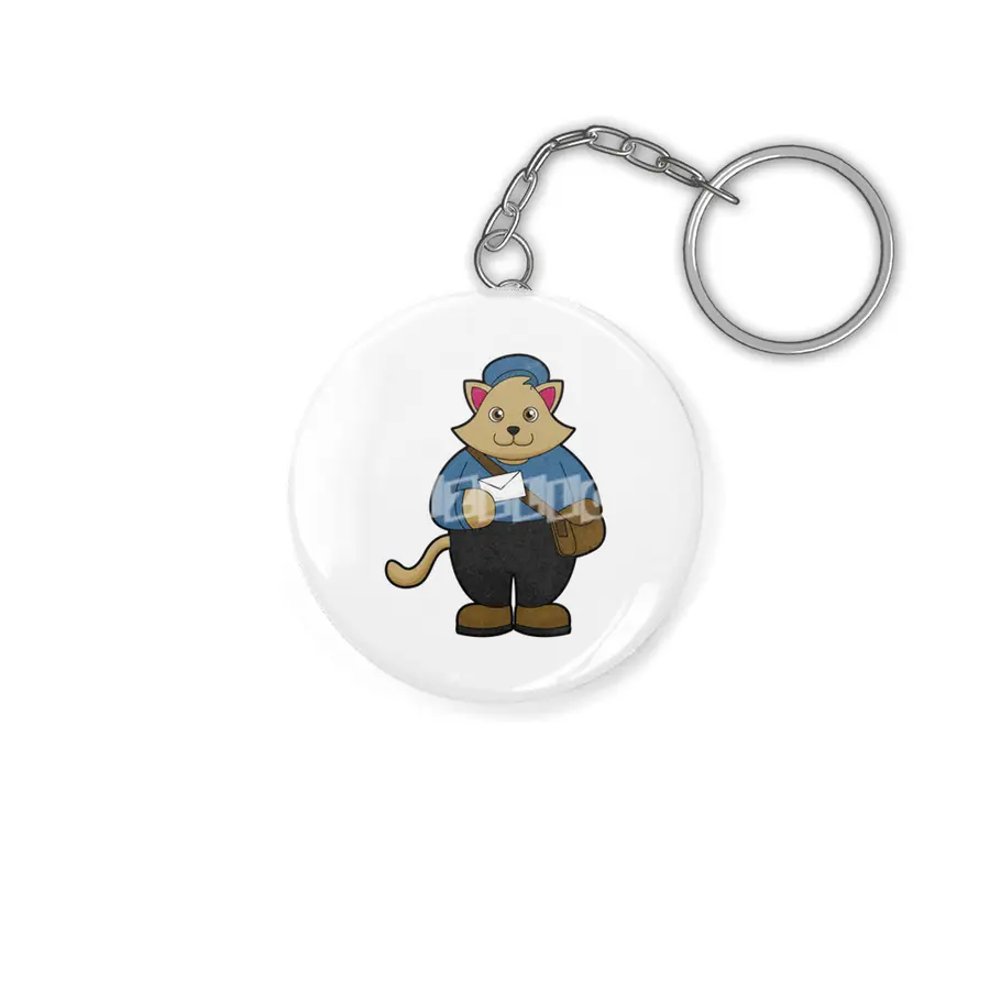 Cat as Postman with Envelope & Bag Anahtarlık