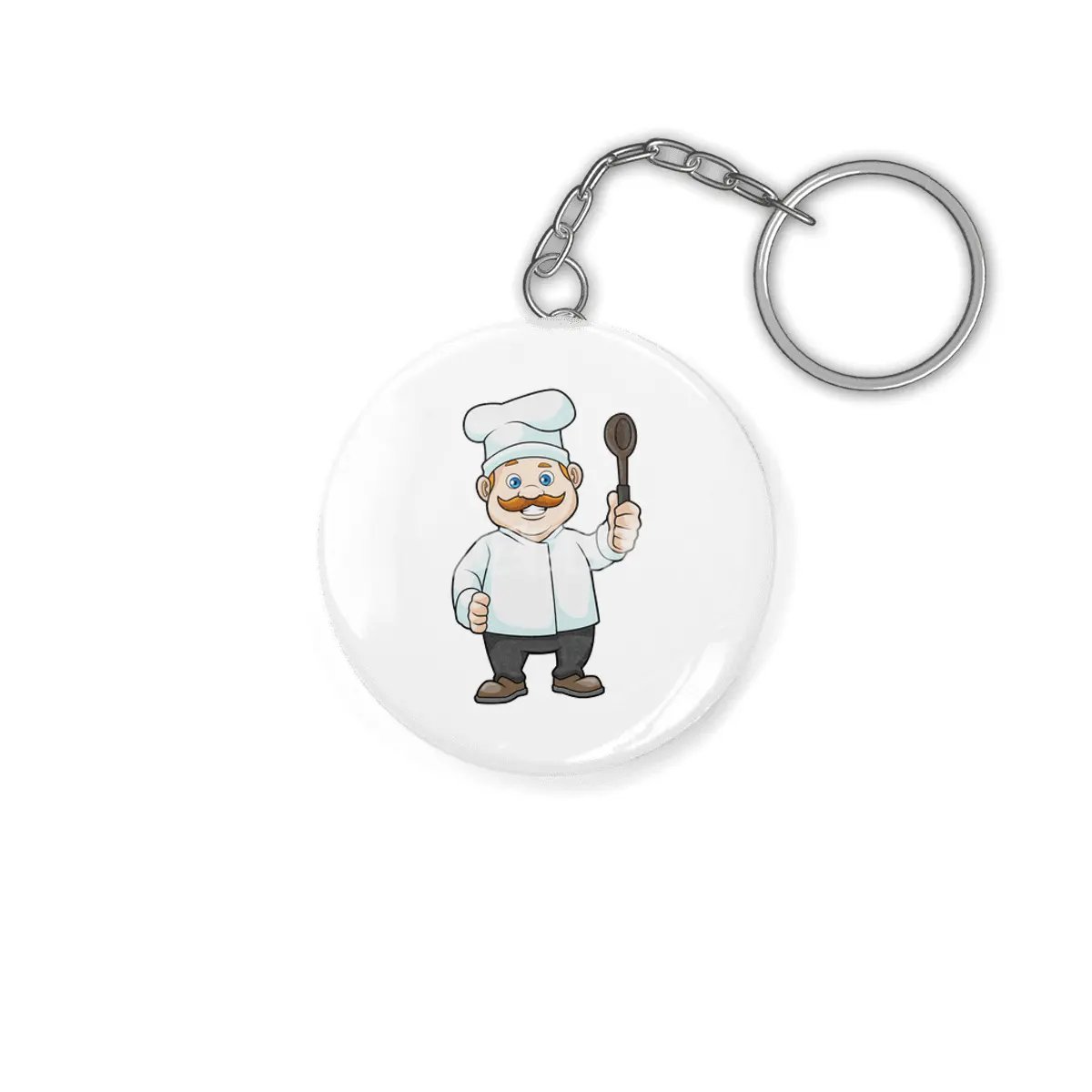 Chef with Chef's hat & Soup spoon Anahtarlık