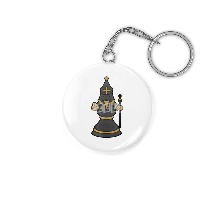Chess piece Bishop at Chess with Staff Anahtarlık