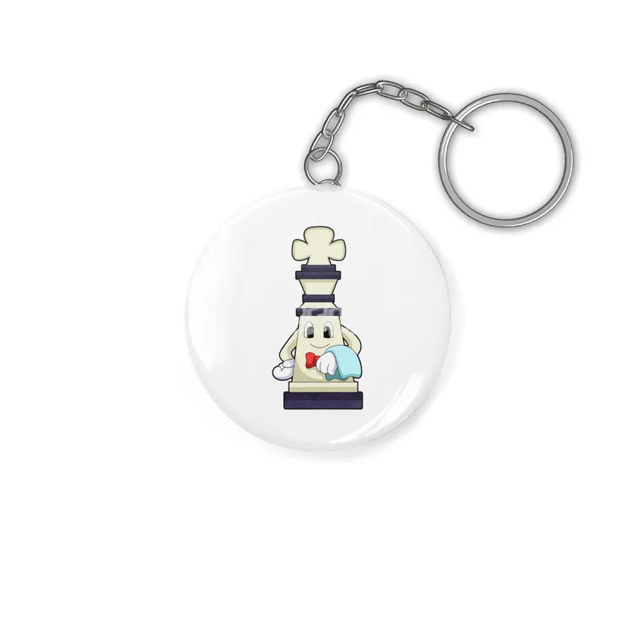 Chess piece King as Waiter with Towel Anahtarlık